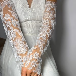 Мітенки рукавиці весільні довгі мереживні Рук-0006