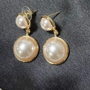 Сережки жіночі  весільні перли подвійні СБЖ-0040