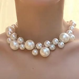 Набір прикрас жіночих весільних із перлів та камінців НБЖ-0034